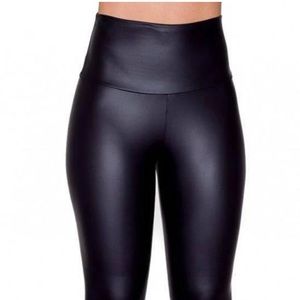 High waisted faux leather leggings
